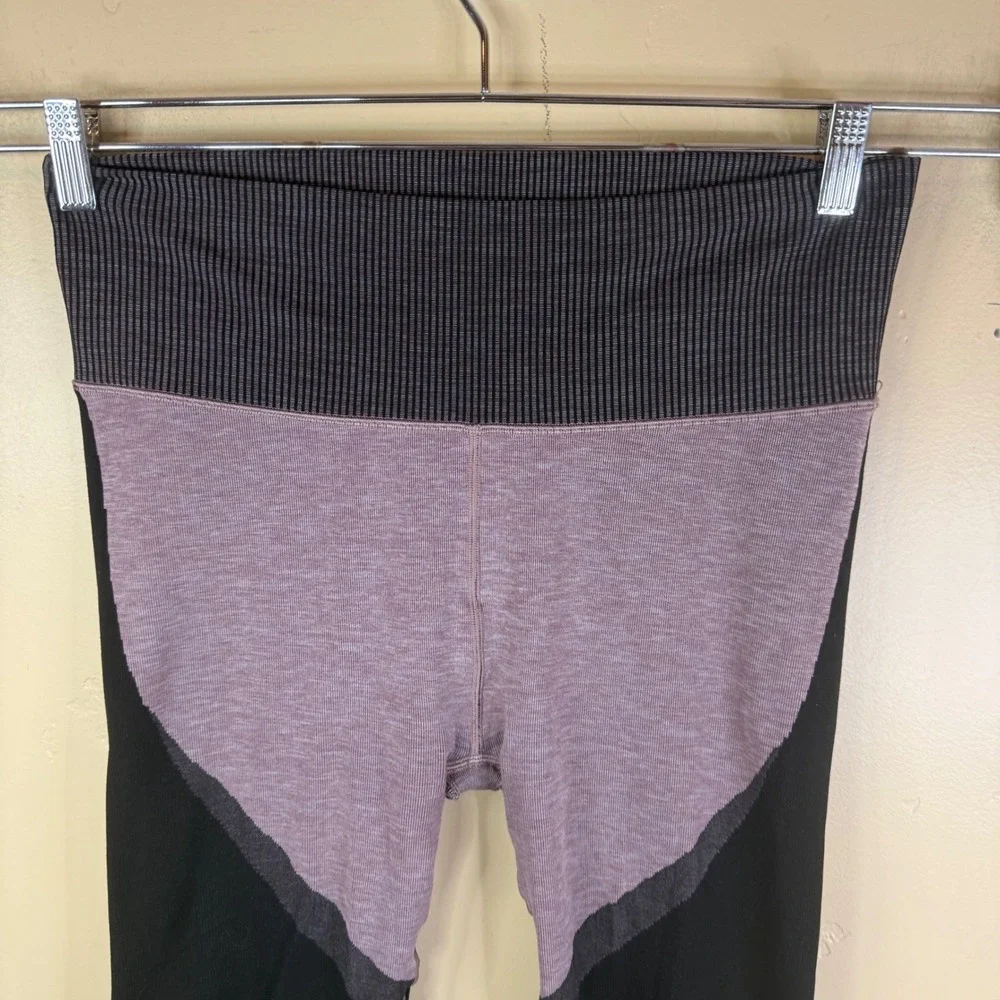 Alo Yoga Seamless Radiance High Rise Leggings Womens Large Black Lavender Active